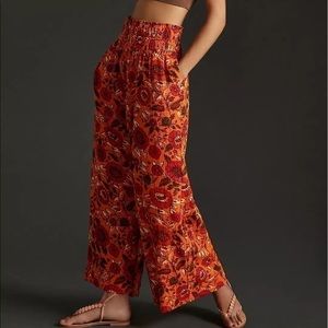 NWOT - Anthropologie 90s Smocked Gauzy Wide-Leg Pants​​​​​​​​​​​​​​​